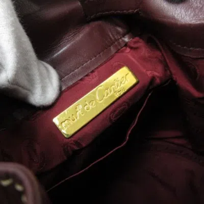 Pre-owned Cartier Bordeaux Leather Handbag Shoulder Bag Tote Bag () In Burgundy