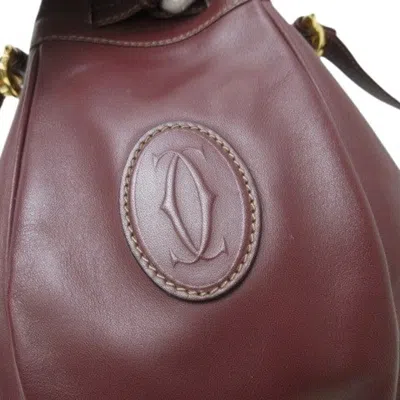 Pre-owned Cartier Bordeaux Leather Handbag Shoulder Bag Tote Bag () In Burgundy