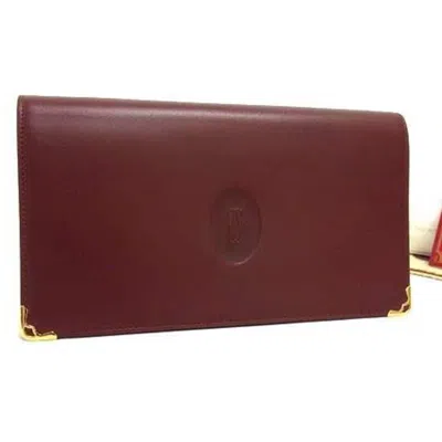 Pre-owned Cartier Bordeaux Leather Long Wallet (bi-fold) () In Burgundy
