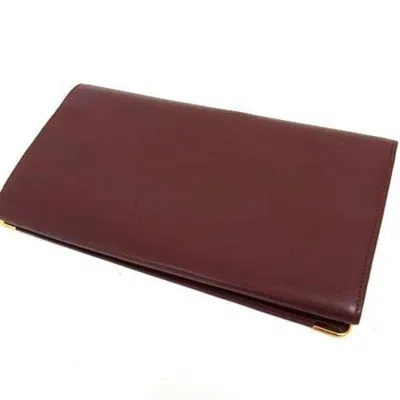 Pre-owned Cartier Bordeaux Leather Long Wallet (bi-fold) () In Burgundy