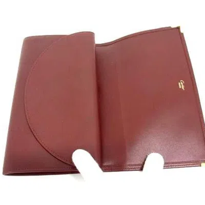 Pre-owned Cartier Bordeaux Leather Long Wallet (bi-fold) () In Burgundy