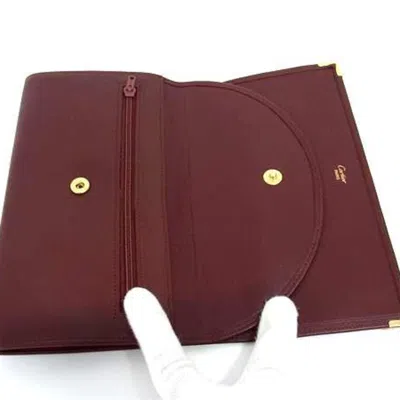 Pre-owned Cartier Bordeaux Leather Long Wallet (bi-fold) () In Burgundy