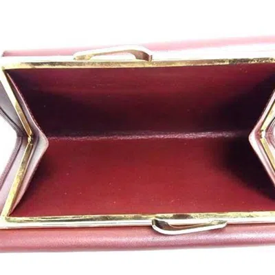 Pre-owned Cartier Bordeaux Leather Long Wallet (bi-fold) () In Burgundy