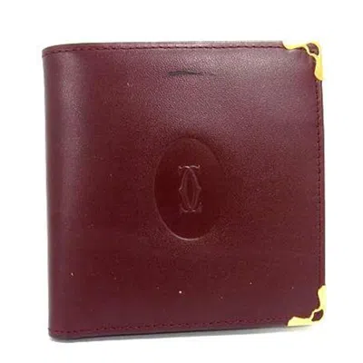 Pre-owned Cartier Bordeaux Leather Wallet (bi-fold) () In Burgundy