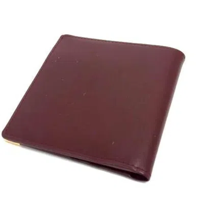 Pre-owned Cartier Bordeaux Leather Wallet (bi-fold) () In Burgundy