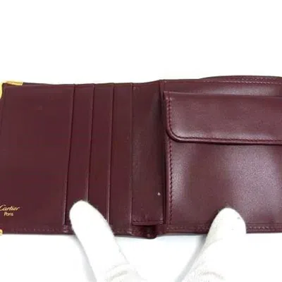 Pre-owned Cartier Bordeaux Leather Wallet (bi-fold) () In Burgundy