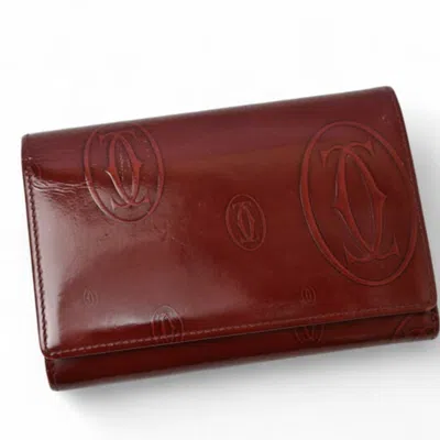 Pre-owned Cartier Bordeaux Leather Wallet (bi-fold) () In Burgundy