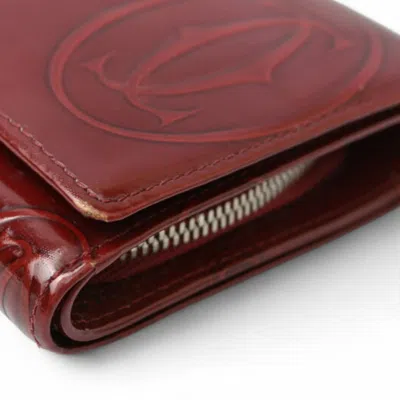 Pre-owned Cartier Bordeaux Leather Wallet (bi-fold) () In Burgundy