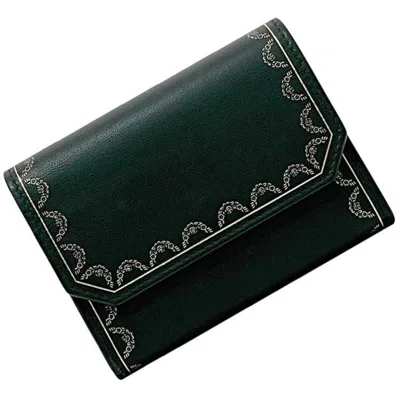 Pre-owned Cartier Gold Green Leather Wallet (bi-fold) ()