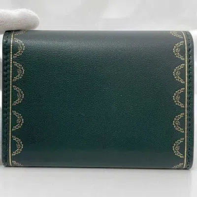 Pre-owned Cartier Gold Green Leather Wallet (bi-fold) ()