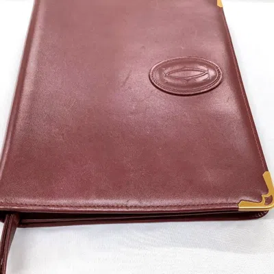 Pre-owned Cartier Must Bordeaux Leather Clutch Bag () In Burgundy