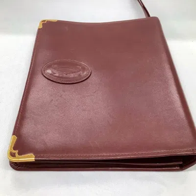 Pre-owned Cartier Must Bordeaux Leather Clutch Bag () In Burgundy
