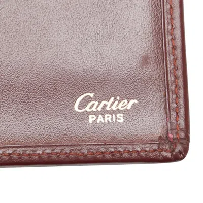 Pre-owned Cartier Wine Red Leather Long Bill Wallet (bi-fold) () In Burgundy
