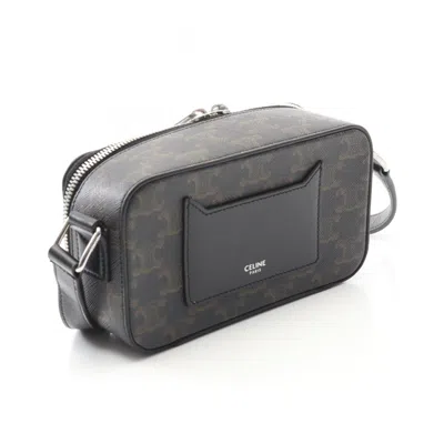 Pre-owned Celine Black Brown Coated Canvas Leather Shoulder Bag () In Multi