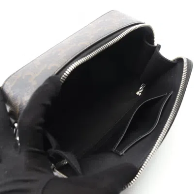 Pre-owned Celine Black Brown Coated Canvas Leather Shoulder Bag () In Multi