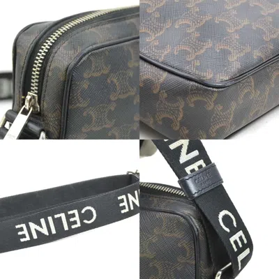 Pre-owned Celine Black Brown Coated Canvas Shoulder Bag () In Multi