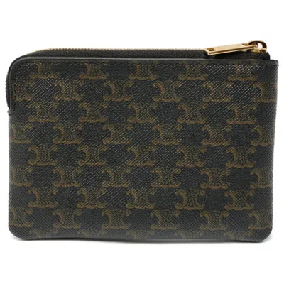 Pre-owned Celine Black Canvas Coin Purse/coin Case ()