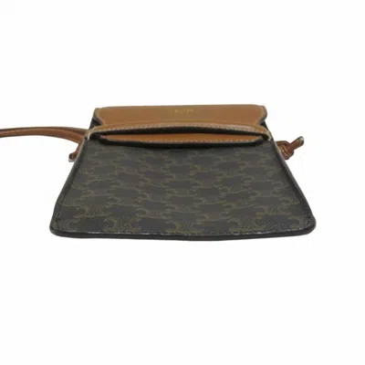 Pre-owned Celine Brown Canvas Leather Pochette Shoulder Bag ()