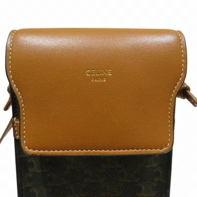 Pre-owned Celine Brown Canvas Leather Pochette Shoulder Bag ()