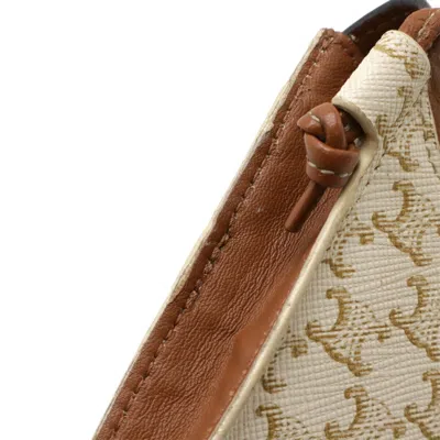 Pre-owned Celine Brown Ivory Canvas Leather Pochette Pouch Shoulder Bag ()