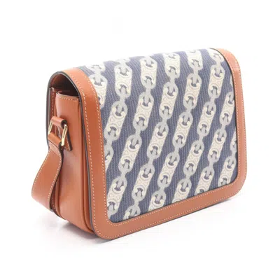 Pre-owned Celine Brown Navy Denim Leather Shoulder Bag ()