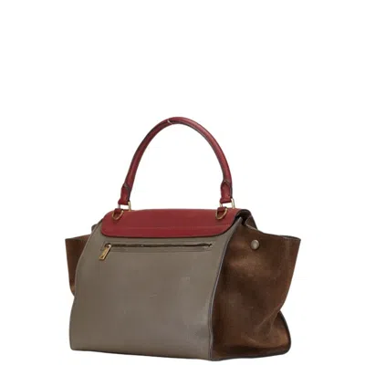 Pre-owned Celine Brown Red Color Leather Suede Handbag Shoulder Bag () In Multi