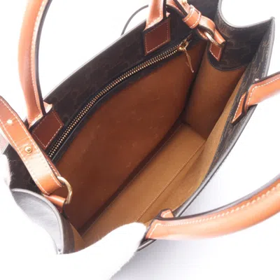 Pre-owned Celine Cabas Black Brown Coated Canvas Tote Bag () In Multi