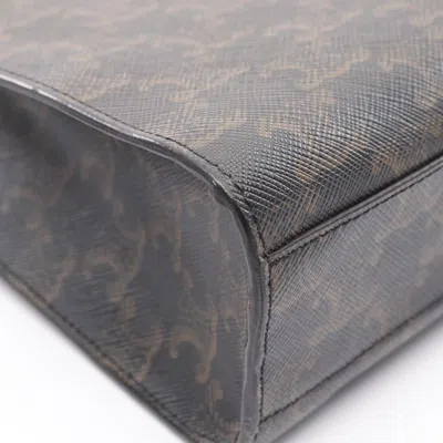 Pre-owned Celine Cabas Black Brown Coated Canvas Tote Bag () In Multi