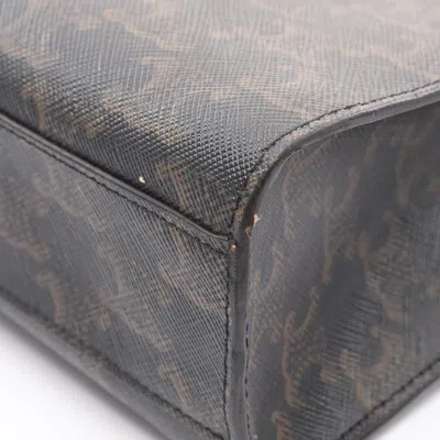 Pre-owned Celine Cabas Black Brown Coated Canvas Tote Bag () In Multi