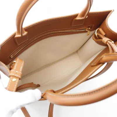 Pre-owned Celine Cabas Brown White Canvas Leather Tote Bag () In Multi