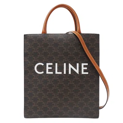 Pre-owned Celine Dark Brown Canvas Handbag Shoulder Bag ()