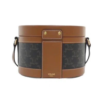 Pre-owned Celine Gold Canvas Leather Shoulder Bag ()