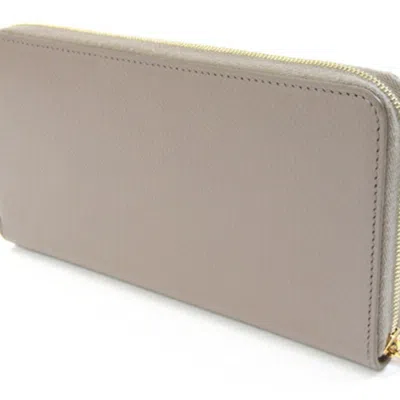 Pre-owned Celine Grayish Leather Long Wallet (bi-fold) ()