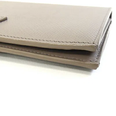Pre-owned Celine Grayish Leather Long Wallet (bi-fold) ()