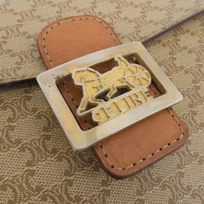 Pre-owned Celine Macadam Beige Coated Canvas Shoulder Bag () In Sand