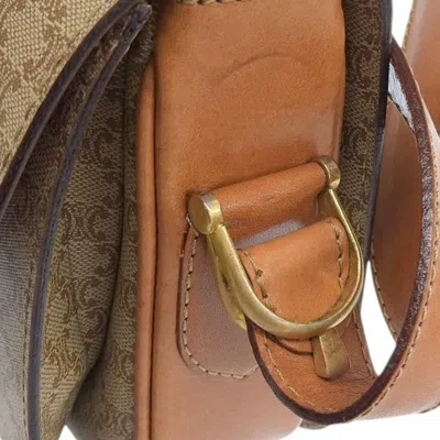 Pre-owned Celine Macadam Beige Coated Canvas Shoulder Bag () In Sand