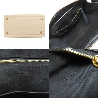 Pre-owned Celine Navy White Leather Tote Bag () In Multi