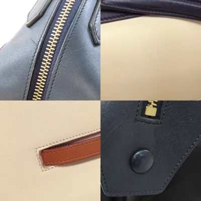 Pre-owned Celine Navy White Leather Tote Bag () In Multi