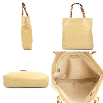 Pre-owned Chanel Beige Brown Leather Handbag Tote Bag () In Multi