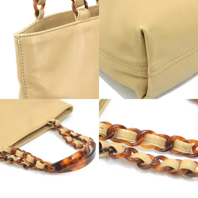 Pre-owned Chanel Beige Brown Leather Handbag Tote Bag () In Multi