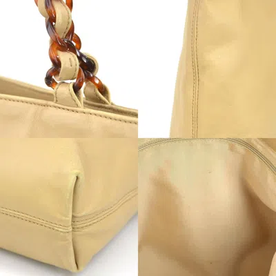 Pre-owned Chanel Beige Brown Leather Handbag Tote Bag () In Multi