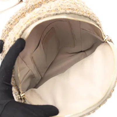 Pre-owned Chanel Beige Fabric Leather Backpack () In Sand