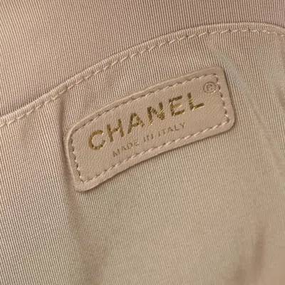 Pre-owned Chanel Beige Fabric Leather Backpack () In Sand