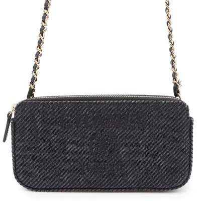 Pre-owned Chanel Black Canvas Chain/shoulder Wallet ()
