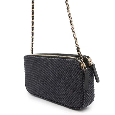 Pre-owned Chanel Black Canvas Chain/shoulder Wallet ()