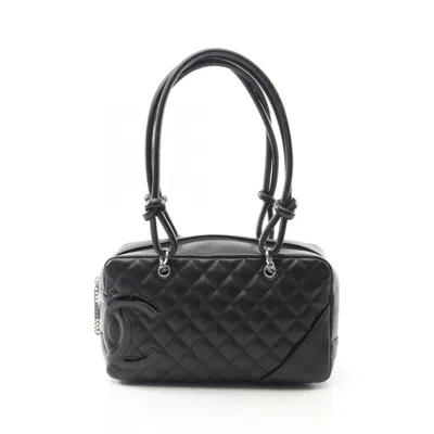 Pre-owned Chanel Black Leather Patent Leather Shoulder Bag ()