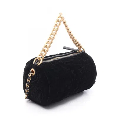 Pre-owned Chanel Black Leather Velvet Shoulder Bag ()