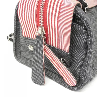 Pre-owned Chanel Black Red Color Denim Shoulder Bag () In Multi