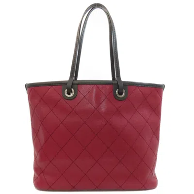 Pre-owned Chanel Black Red Color Leather Tote Bag () In Multi
