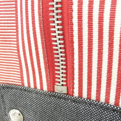 Pre-owned Chanel Black Red Color Denim Shoulder Bag () In Multi